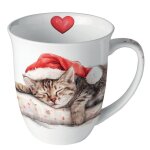Mug en porcelaine fine chat endormi