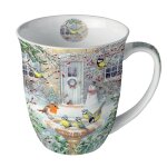 Mug en porcelaine fine oiseaux d'hiver  0, 4 litre
