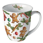 Mug en porcelaine fine pain d�epices et d�corations de no�l
