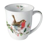 Mug en porcelaine fine rouge - gorge de noël Mug en porcelaine fine rouge - gorge de noël