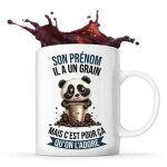 Mug pr�nom personnalisable panda grain caf� id�e tasse cadeau travail m�tier humour coll�gue homme anniversair ...