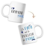 Mug raymond meilleur papa du monde - tasse f�te des p�res anniversaire cadeau personnalis� pr�nom humour ...