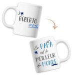 Mug roberto meilleur papa du monde - tasse f�te des p�res anniversaire cadeau personnalis� pr�nom humour ...