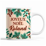 Mug - roland - no�l - c�ramique - 325 ml - imprim� beige