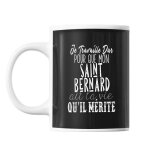 Mug - saint bernard - je travaille dur - c�ramique - 325 ml - r�sistant lave - vaisselle et micro - onde ...