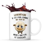 Mug - le secr�taire doux comme un agneau - c�ramique - cylindrique - design contemporain