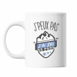 Mug ski de fond tasse cadeau humour j'peux pas blanc