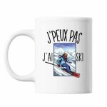 Mug ski tasse cadeau humour j'peux pas blanc
