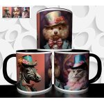 Mug tasse a caf - animal chien zebre chat costume vintage chapeau 1968