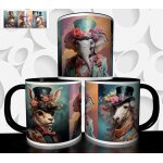 Mug tasse a caf� - animal elephant lapin cheval costume vintage chapeau 1970