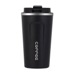 Mug thermos noir en acier inoxydable double couche 304 a la mode