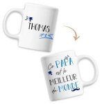 Mug thomas meilleur papa du monde - tasse f�te des p�res anniversaire cadeau personnalis� pr�nom humour ...