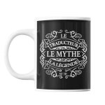 Mug traducteur le mythe la légende noir tasse cadeau personnalisé Mug traducteur le mythe la légende noir tasse cadeau personnalisé