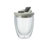 Mug en verre a double paroi de 450 ml avec couvercle pour boissons chaudes et froides