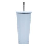 Mug de voyage en acier inoxydable avec paille et couvercle, mug thermos,