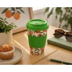 Mug de voyage - eden - 400 ml - motif chats noirs - orange - compatible lave - vaisselle