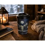 Mug de voyage - eden - loups clair de lune - 400 ml - motif loups & pleine lune - couvercle anti - eclaboussur ...