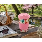 Mug de voyage - eden - papillons - 400 ml - rose - sans bpa