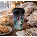 Mug de voyage hiver 400 ml d�cor bonhomme de neige