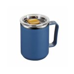 Mug de voyage isotherme bleu vif en acier inoxydable - double paroi, 450 ml, couvercle sans bpa, idal ...