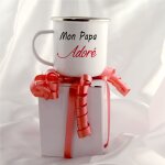 Mugpapa inox emaill� mon papa ador� tasse cadeau f�te des p�res