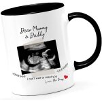 Mummy / daddy - personalised new baby shower scan mug pregnancy announcement gift for mum dad mug