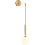 Mzstech - appliques murales vintage - globe en verre blanc 15 cm & m�tal dor�