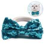Nud papillon pour chien, mignon, elastique, brillant, paillettes, collier pour chat, sangle rglable, ...