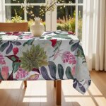 Nappe anti - taches en coton a fleurs multicolores 200x155 cm