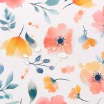 Nappe anti - taches motif fleuri en coton 160x160 cm