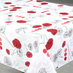 Nappe anti - t�che rectangulaire motif coquelicots