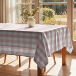 Nappe anti - taches vichy rose et blanc 200x155 cm