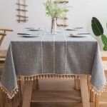 Nappe carre nappe (gris mode, carr, 140 x 140 cm)coton et lin tissu avec tassel nappe de table lavablemodern ...