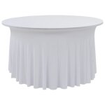 Nappes elastiques de table avec jupon 2 pi�ces 180x74 cm blanc dec022462