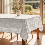 Nappe enduite anti - taches en coton beige 250x155 cm