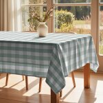 Nappe enduite anti - taches en coton vert 250x155 cm
