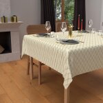 Nappe festive carr�e anti - t�ches en pur coton 180x180 cm celeste argent, par soleil d'ocre