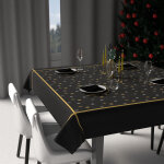 Nappe festive imprim�e anti - t�ches carr�e 180x180 cm flocons, par soleil d'ocre