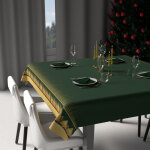 Nappe festive imprim�e anti - t�ches carr�e 180x180 cm foret, par soleil d'ocre
