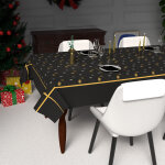 Nappe festive imprim�e anti - t�ches rectangle 140x240 cm flocons, par soleil d'ocre