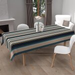 Nappe imprim�e anti - t�ches 140x300 cm bayaderes bleu, par soleil d'ocre