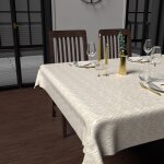 Nappe imprim�� anti - t�ches carr�e 180x180 cm gold blanc, par soleil d'ocre