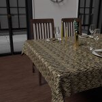 Nappe imprim�� anti - t�ches carr�e 180x180 cm gold noir, par soleil d'ocre