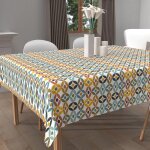 Nappe imprim�e anti - t�ches carr�e 180x180 cm ouranos, par soleil d'ocre