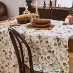 Nappe imprim�e en m�tis beige ivoire 160x240cm
