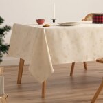 Nappe de no�l en coton jacquard ecru 140x240 cm