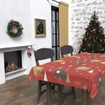 Nappe rectangle anti - t�ches 140x300 cm sapin rouge, par soleil d'ocre