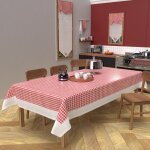 Nappe rectangle anti - t�ches en coton 140x300 cm vichy rouge, par soleil d'ocre