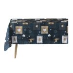 Nappe rectangulaire antitache motif coeurs bleu - 150 x 240 cm