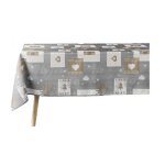 Nappe rectangulaire antitache motif coeurs gris 150 x 300 cm